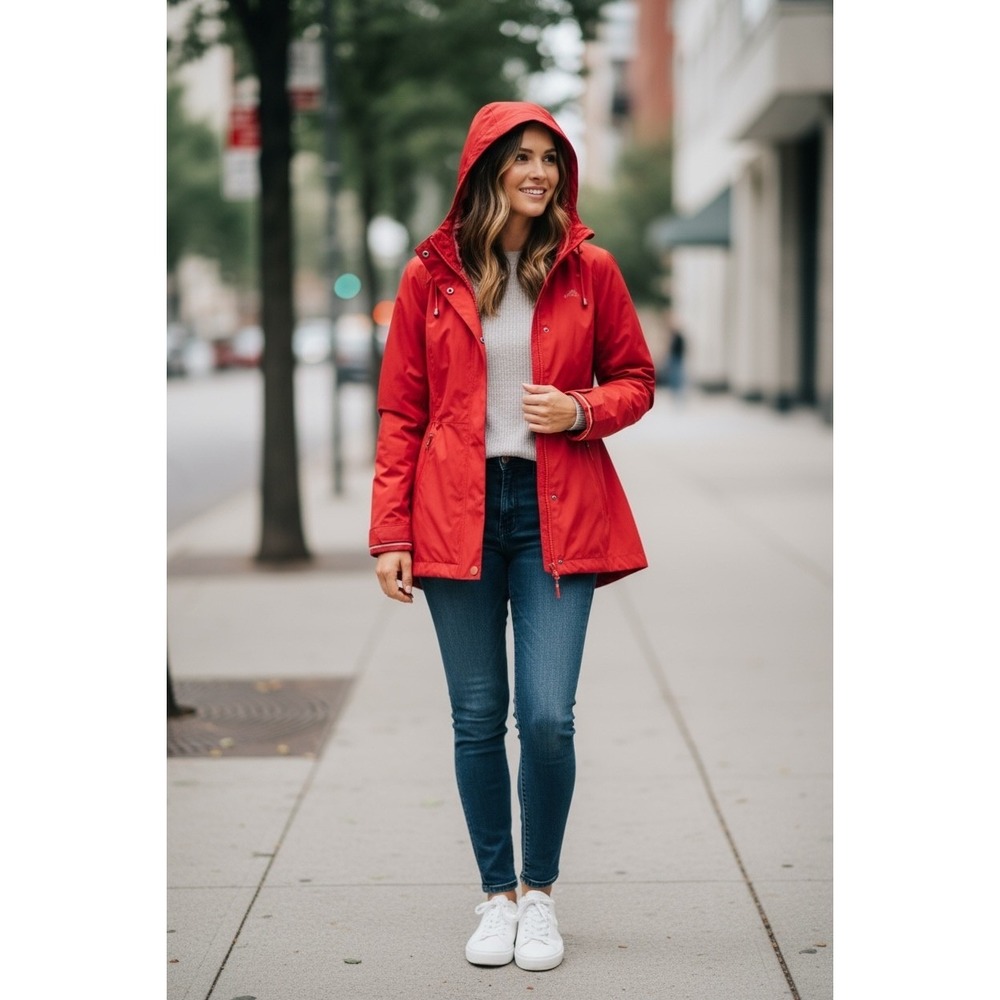 Lululemon Right As Rain Jacket Red Hooded Cinched Waist Size 6